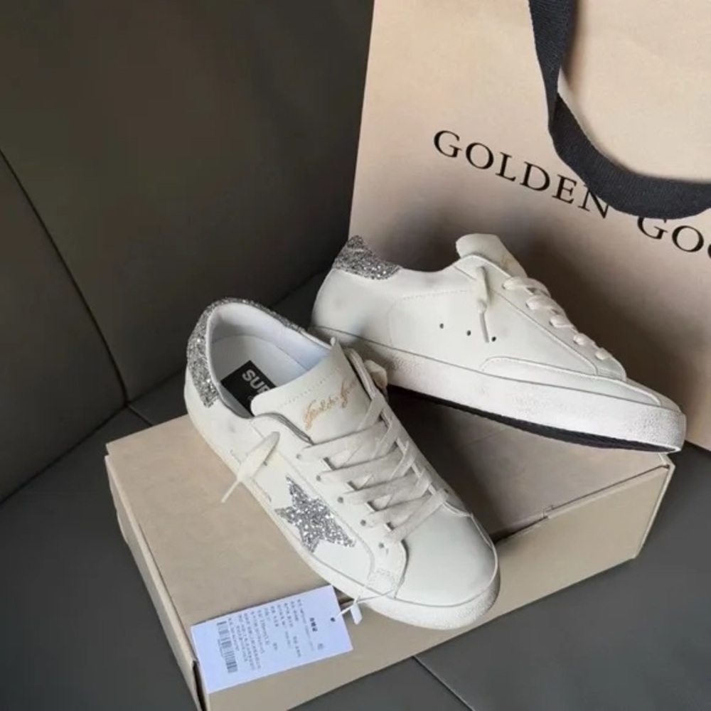 Golden Goose Women's Cream Sneakers with Silver Accents - Picture 5 of 7